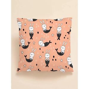 Pillow Cover Rabbit Mermaid in Color Coral